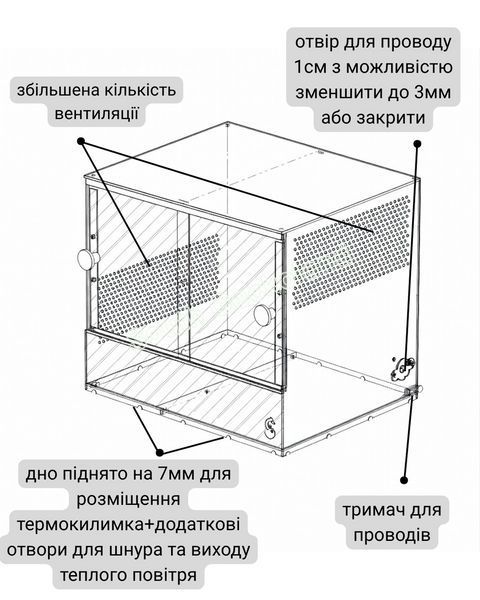 Тераріум з оргскла 60*30*30см з чорним дном та фоном акриловий з проточною вентиляцією для геконів і змій з чорним фоном 1600L-ZP-030 фото