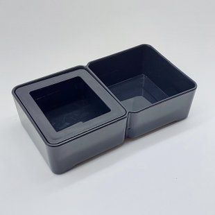 Поилка + кормушка XS двойная для рептилий, гекконов, ящериц в террариум маленькая 2в1 пластиковая черная 731Y-CH-316 фото